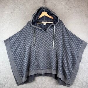 Carbon2Cobalt Womens Hooded Poncho Sweater Knit Diamond Pattern Small/Medium